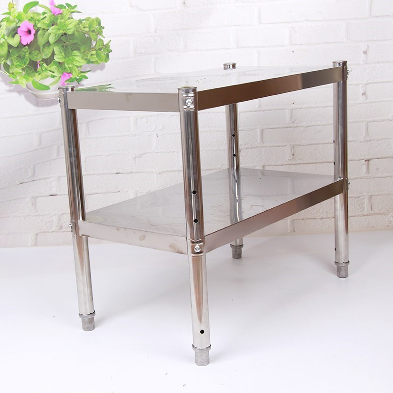 Two - layer white steel boiler three stainless steel frame contains microwave oven shelf 2 - floor kitchen bowl