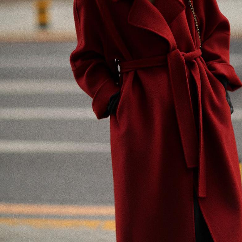Lychee's Rhapsody High-End Sicilian Wool New Year Double-Sided Cashmere Red Coat Long Women's Autumn and Winter Jacket