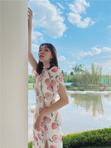 Yellow Pussy Original Peach Know No Spring Tandem Dress Lady Improvement China Wind Trendy Dew-Back Pearl Qipao