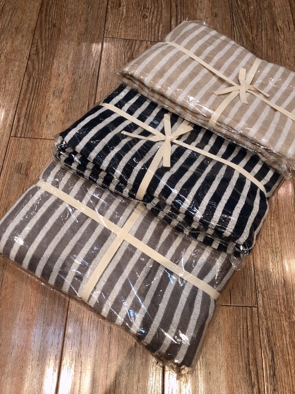 Super Great Deal! Keep 6 Sets for Yourself! Exported Long-Staple Cotton Striped Large Towels and Bath Towels, Set of 3