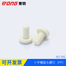 Phillips head screw round head PP plastic nylon machine screw M5M6 cross groove round head plastic screw bolt