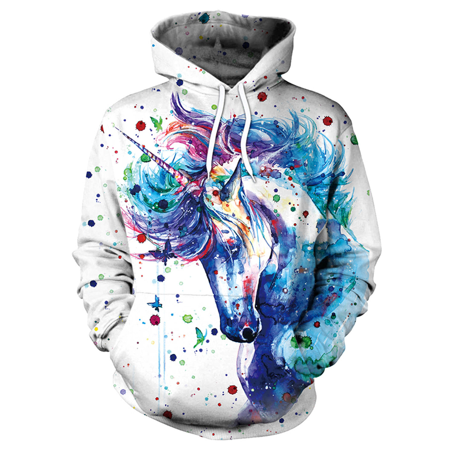 The Printed Women's Sweater Loose Watercolor Unicorn Sweat Top