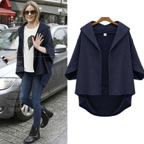 Large size bat woolen cardigan irregular woolen coat women