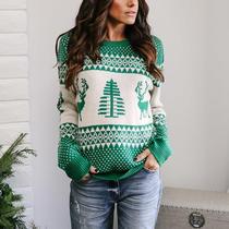 Christmas sweater snowflake elk knit sweatshirt свитер