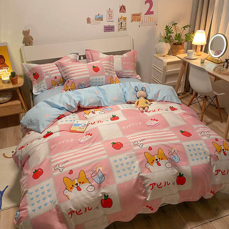 Spring and autumn 100 % cotton four - piece sheets thickened cotton sheets for double student dorm bedding