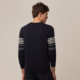 German Shark Stripe Contrast Color Cardigan Sweater for Young and Middle-aged Men Fashionable Round Neck Casual Men's Knitted Sweater LR13210