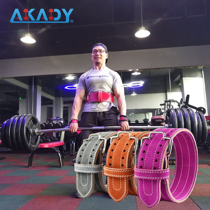 AKADY quick buckle strength lifting fitness belt deep squat hard pull male and female weight lifting sports waist training and training with cow leather