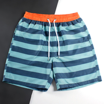Quick-dry loose swimming pants beach pants mens Tide brand seaside resort lined hot spring water park quarter striped shorts