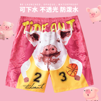 Seaside resort beach pants mens quick-drying loose five-point Water Park swimming trunks printed pants couple shorts women