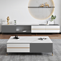 Italian light luxury minimalist rock slab coffee table TV cabinet combination modern simple small apartment living room home TV cabinet