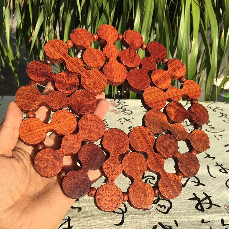Dining Table Insulation Mat Soup Pot Anti Burn Red Wood Mat Flowers Pear Multifunction Home Cutlery Mat Practical Handicraft Swing Accessories