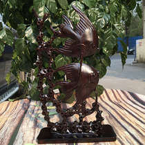 Burmese black acid branch goldfish every year has more wooden knife-shaped black sandalwood carving rich ornaments handicraft gifts