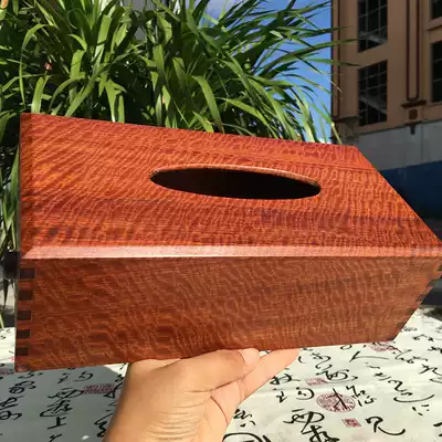 Mahogany tissue box Myanmar rosewood gold thread water ripple big fruit rosewood toilet paper box living room removable toilet paper tenon and mortise special offer