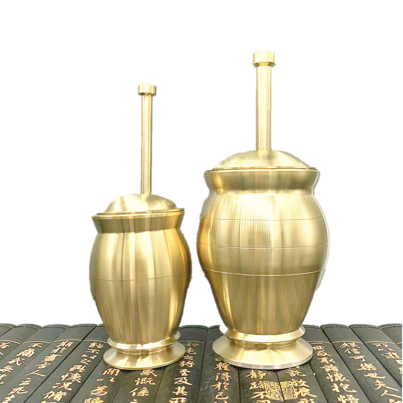 Brass household smashed garlic pot smashed garlic thickened one solid smashed medicine copper cup medicine pestle smashed grinder large metal