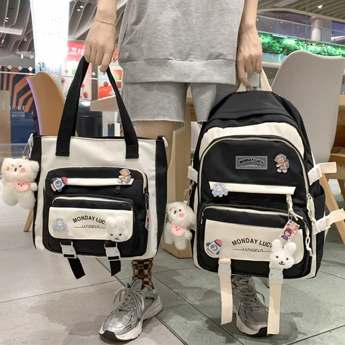 Свежий ранец, вместительная и большая милая сумка через плечо, рюкзак, для средней школы