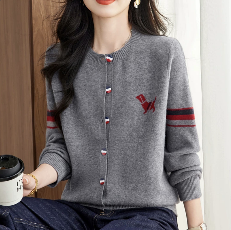 Outlet Foreign Trade Women's Clothing Clearance Wool Knit Cardigan Spring and Autumn Fashionable Stylish Loose Round Neck Sweater Coat