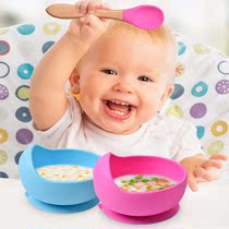 Export food grade silicone bowl Baby food bowl Baby training bowl Spoon set tableware Childrens anti-fall suction cup bowl