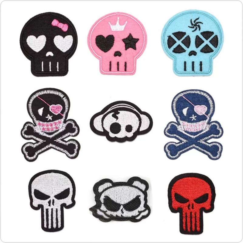 Skull Fashion Badge Cloth Patch Embroider Applique Patch Patch down Jacket Shoes Socks Hat Decorative Patch European and American Popular