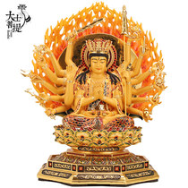 Taiwan painted pure bronze Junti Buddha mother statue gold body hidden Junti Bodhisattva Buddha statue home offering ornaments