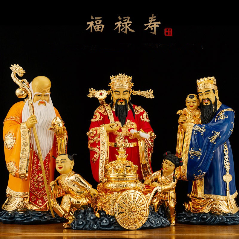 仏教美術　青銅古銅　福禄寿三星像　縁起物　置物　V　7833 楽天市場】福禄寿の置物 招財銅製福禄寿三星像 : 中国貿易CTC