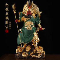 Taiwan gilded 1.08 meters pure bronze martial god Guan Gong statue enshrined in the statue of zhao cai wu sheng guan er ye Buddha statue