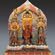 Taiwan Gilded Pure Copper Western Three Holy Buddha Station of Amita Buddha Station