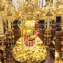 Taiwan Baohua pure copper paste gold Tibetan King Buddha statue dedicated to the home land Tibetan King Bodhisattva bronze statue ornament