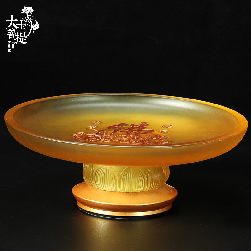 Taiwan glass pure copper lotus fruit plate for Buddha glass fruit plate for pan tribute pan fruit plate Buddhist supplies ornaments