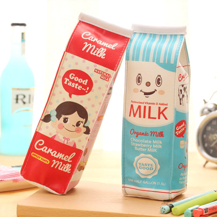 Creative Milk Box Pen Bag Zero Wallet Student Lead Pencil Case Men And Women Primary School Students Stationery Bag Milk Box