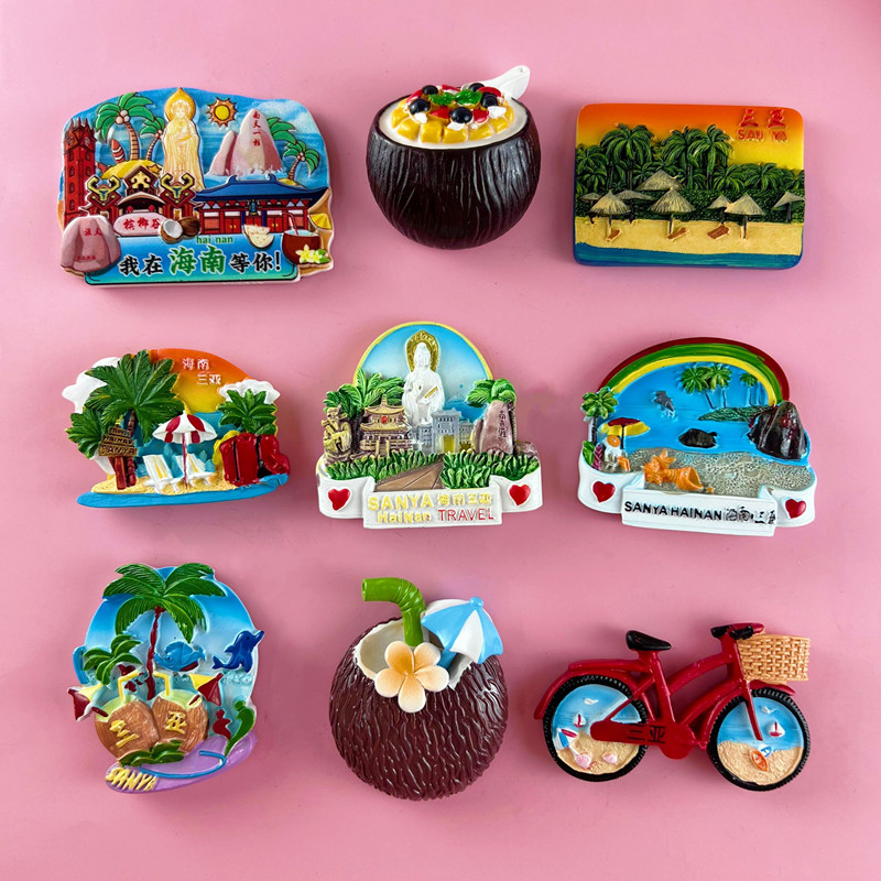 Chinese city Hainan Sanya resin fridge with solid swimming couple Tianya Tianya tourist scenery magnet Magnetic patch-Taobao