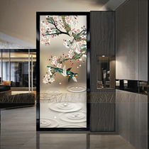 Art glass partition porch living room decorative screen double-sided frosted light transmission process tempered Magpie water pattern