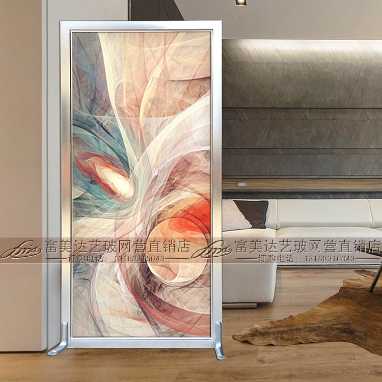 Custom Art Glass TV Background Wall Genguan Decoration Screen Partition Eurostyle Craft Tempered Glass Drawing