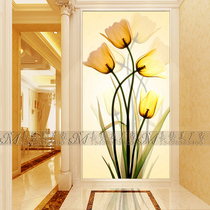 Modern screen art glass porch restaurant background double-sided transparent screen toilet partition decorative sliding door