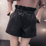2017 mùa thu đông mới Thu đông đông người mẫu quần short mặc quần quần quần nhóm quần da nữ mỏng