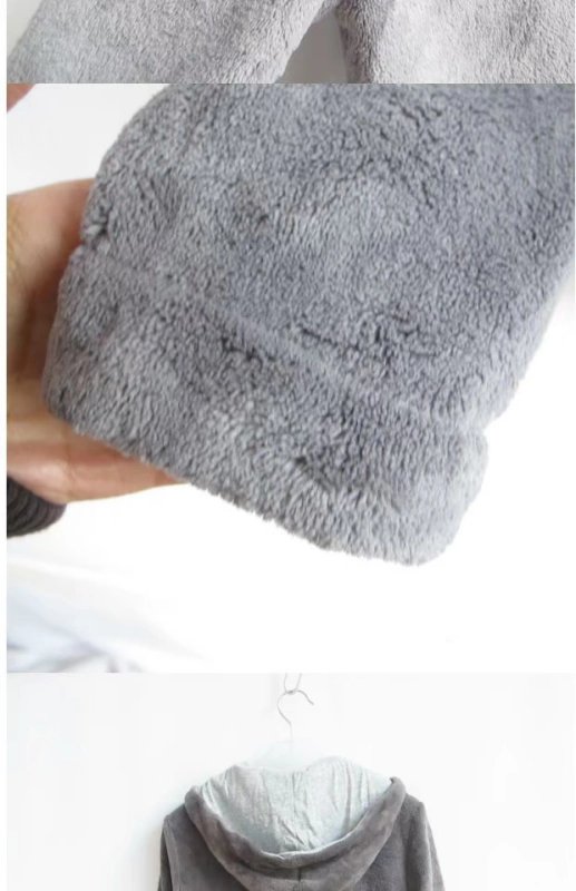 Aige Etam quầy phụ nữ đích thực bỏ túi trùm đầu dây kéo áo hai mặt nhung áo ngủ dày 160775329 bộ đồ thể thao nam