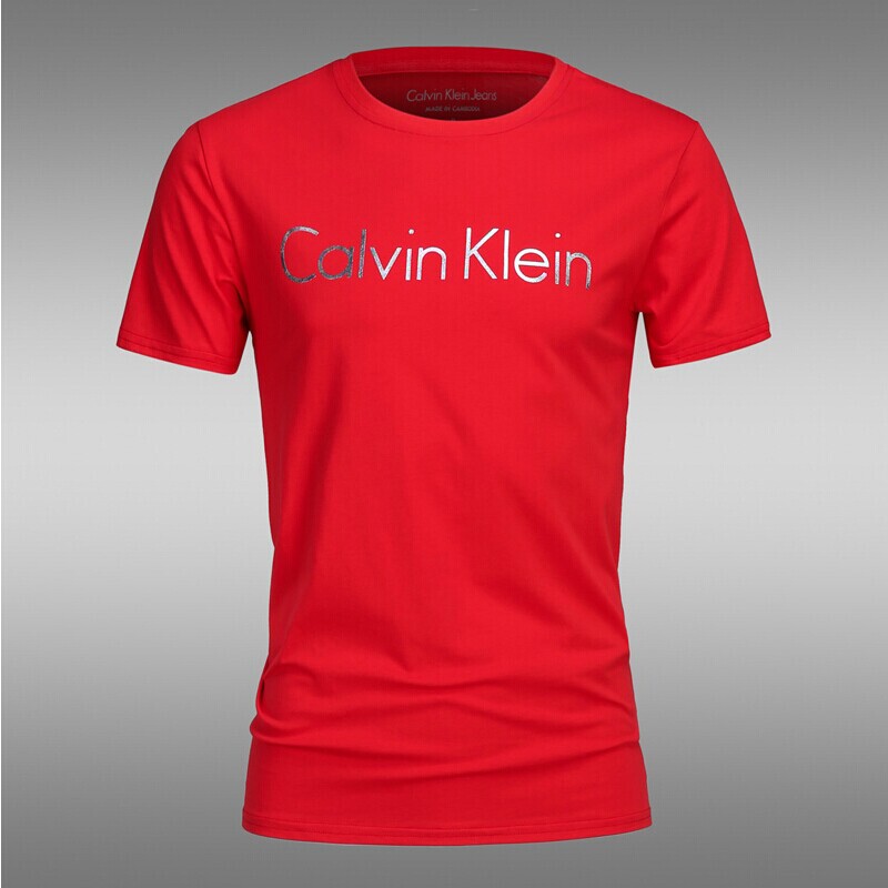 Summer New Ck Short-Sleeve T-Shirt for Men, Round Neck, Pure Cotton, Logo Print, Men's Clothing, Large Size Half-Sleeve Top, Base Shirt