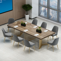 Office solid wood meeting table long table bench minimalist modern rectangular training table in negotiation table and chairs combination