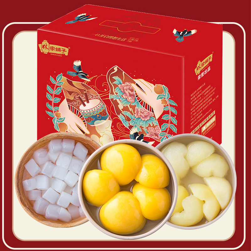 Lin Jiabei shop canned fruit mixed canned annual gift box full box New Year gift box packed New Year gift gift