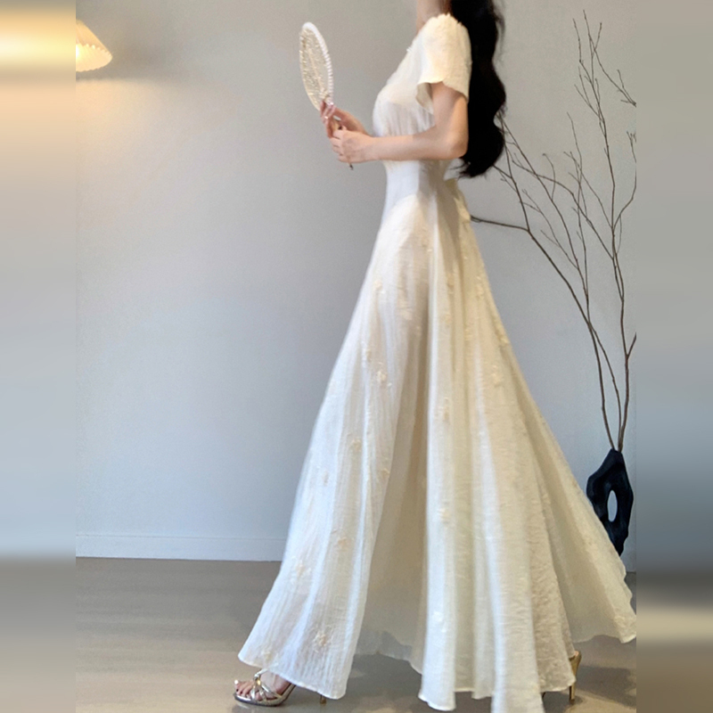 Ranran Tall White Maxi Dress, Extra-Long Style Reaching the Ankles, High-End Feel, Extended Version Women's Clothing, Extra-Long Version Ranran Tall White Maxi Dress, Extra-Long Style Reaching the Ankles, High-End Feel, Extended Version Women's Clothing, Extra-Long Version