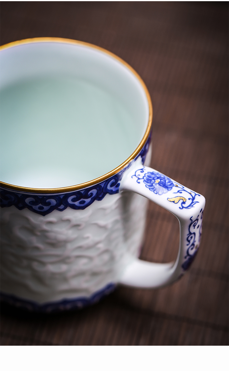 Red xin gold coloured drawing or pattern of jingdezhen ceramic celadon office cup tea cup tea cups porcelain cups