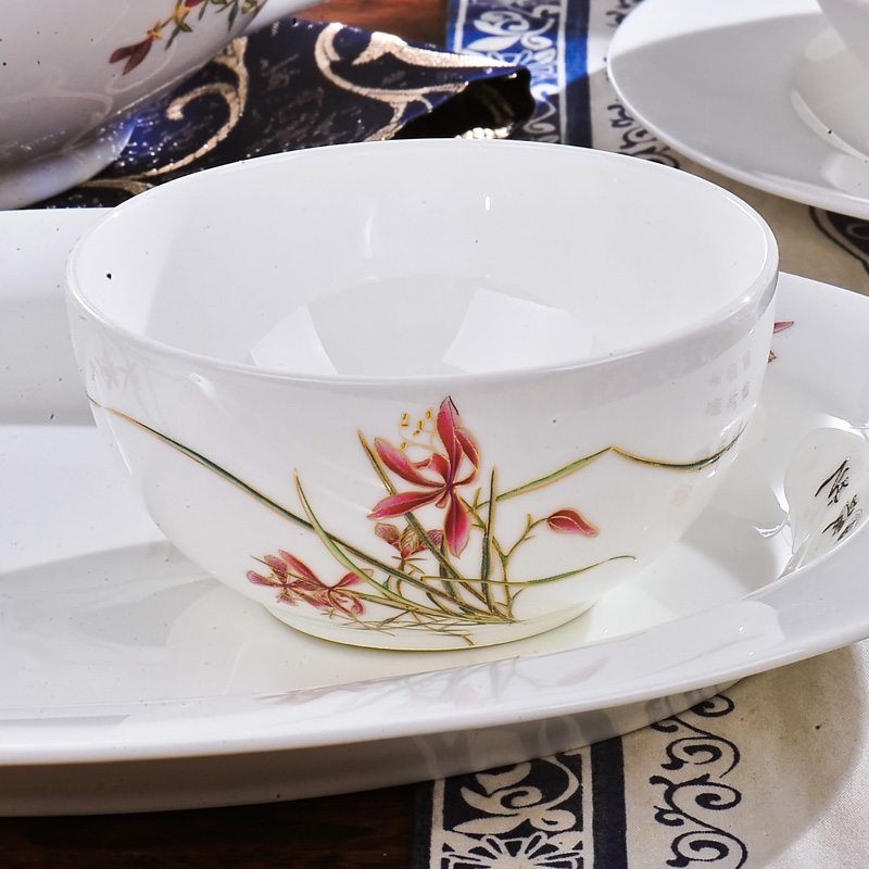 Red xin 56 head of jingdezhen ceramic tableware suit to use dishes Chinese porcelain tableware ceramic bowl classical dishes