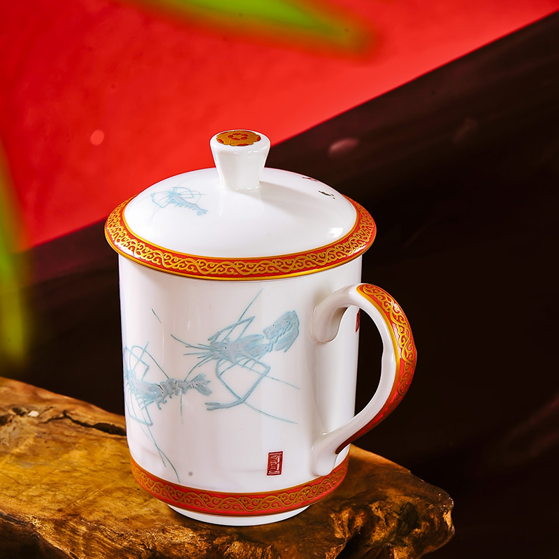 Red xin jingdezhen gifts office with cover ceramic cups big cup for cup with a gift box packaging
