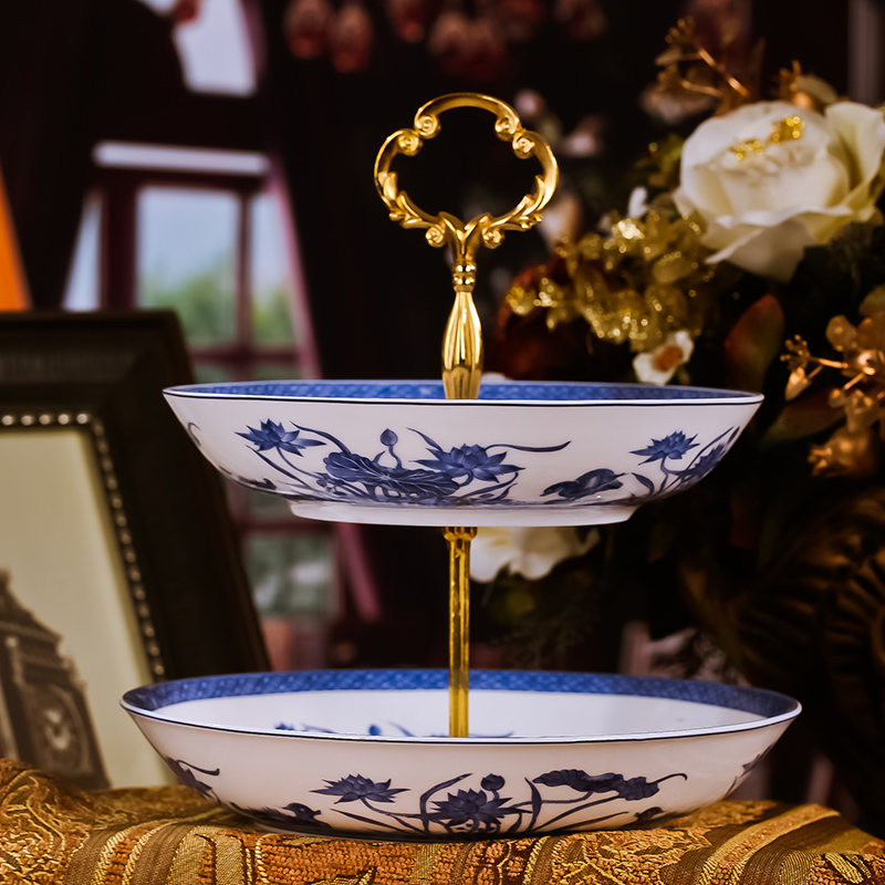 Red xin European ceramic tableware fruit bowl ikea fashion creative double cake dessert plate