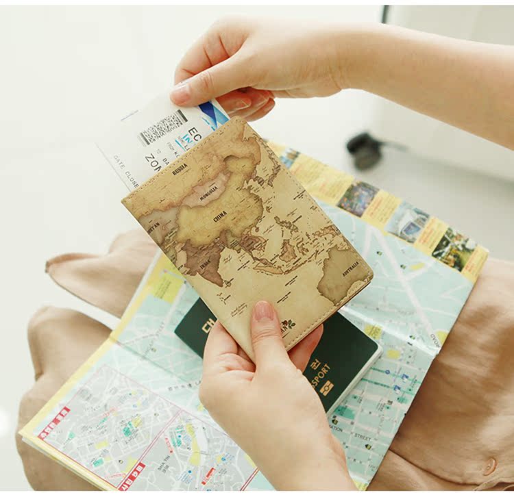 Hàn Quốc chính hãng chàm nhỏ bản đồ tươi phim hoạt hình nữ nước ngoài du lịch giữ hộ chiếu hộ chiếu di động gói tài liệu ví đựng thẻ cho nữ