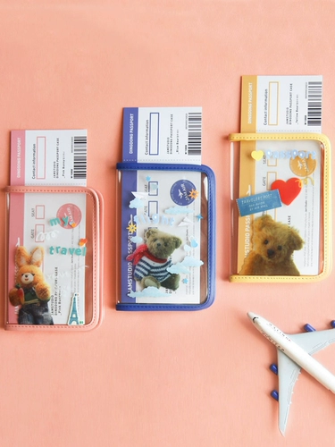 Мультяшный прозрачный чехол для паспорта для путешествий, портативный картхолдер, сумка-органайзер, защитный чехол, Южная Корея