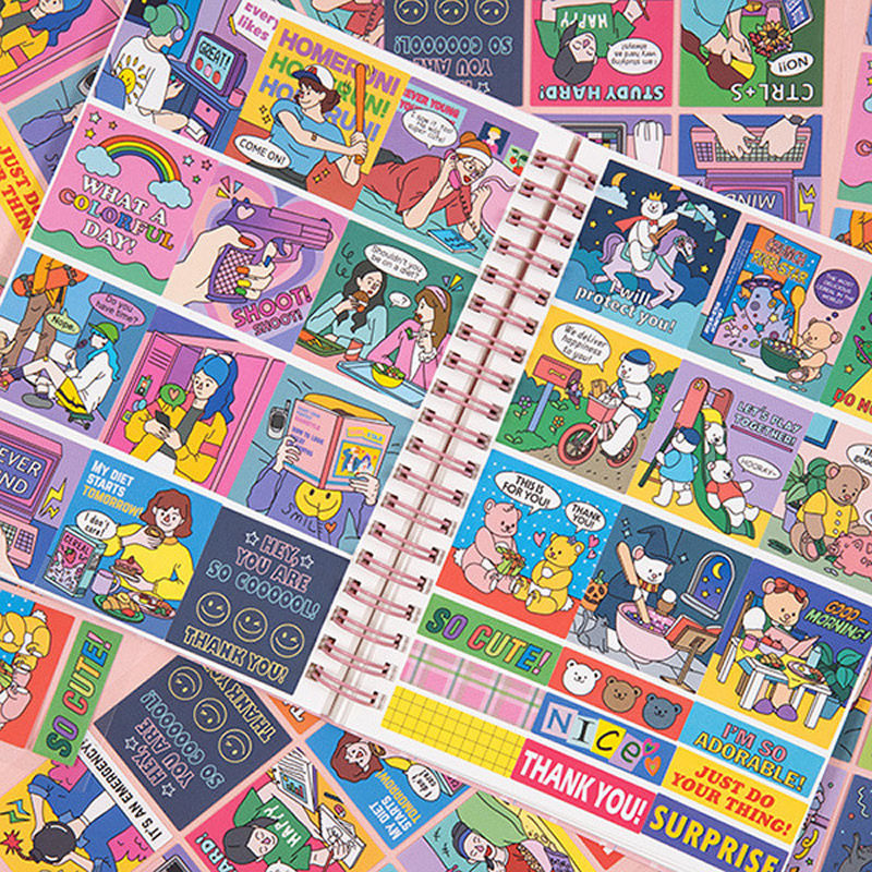 Korea ardium fashion retro style INS square photo card book sticker Hand book DIY decorative stickers blessing posts