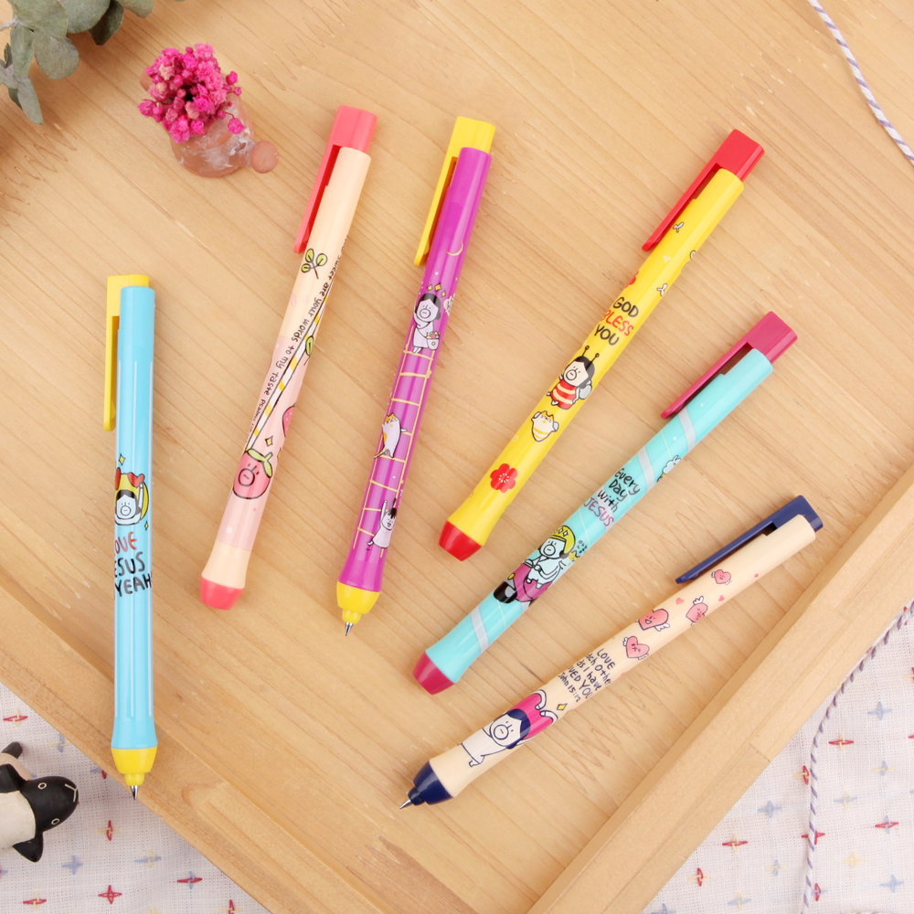 Korean stationery gracebell cute funny cartoon press type 0 5 black smooth smooth creative ballpoint pen