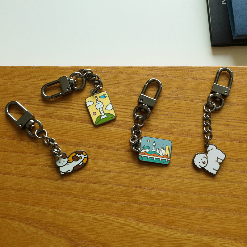 Korean Zeroperzero Urban Graffiti Cartoon Metal Keychain Ring AirPods Small Pendant Bag Accessory