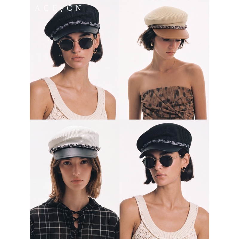 Ace7Cn British Retro Straw Newsboy Hat Japanese Niche Handmade Braided Rope Artist Hat Style Hat for Women