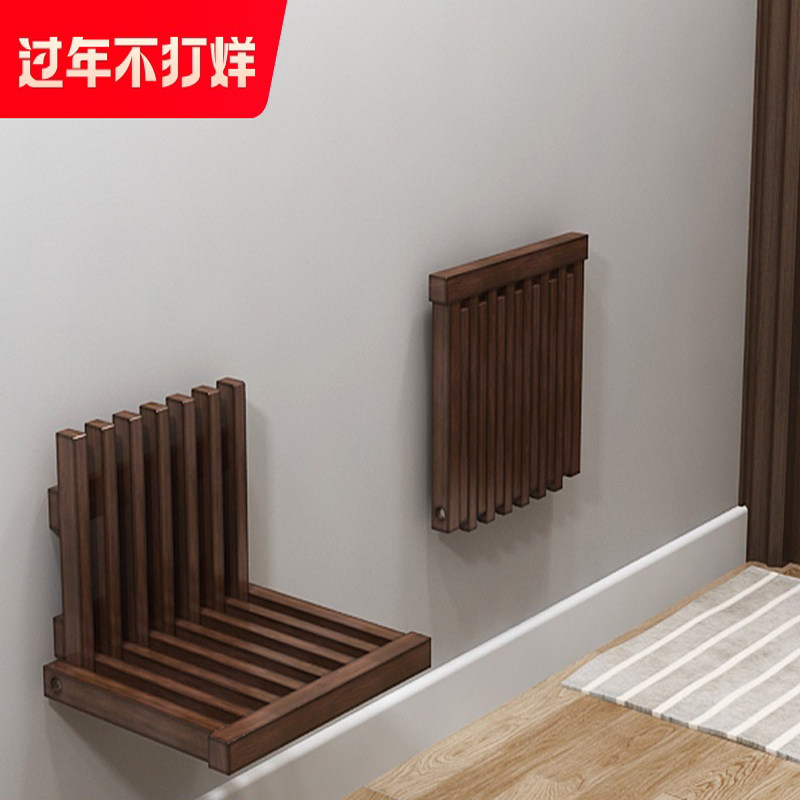 Folding stool against the wall ultra-thin hidden wall hanging wall porch chair shoe changing stool solid wood door shoe cabinet shoe wall
